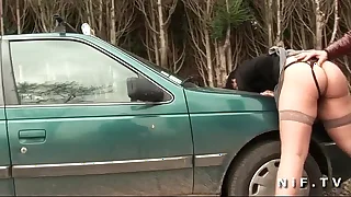 Obese french slut sodomized nearby threesome with Papy Voyeur