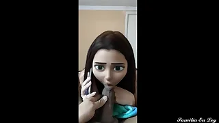 Mi Cu&ntilde;ada Caliente me Chupa la Polla mientras Habla por Movil con su Marido NTR JAV
